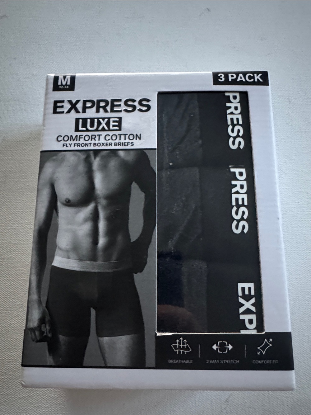 Express Boxer Briefs Mens Medium Black 3 Pack